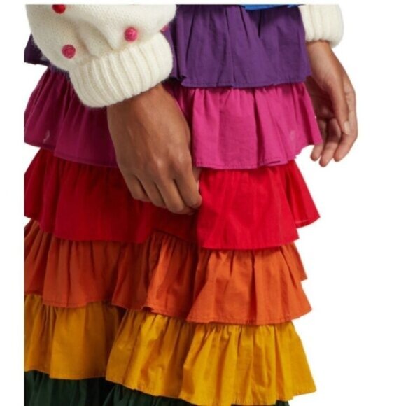 FARM Rio Color-Block Tiered Midi Skirt • Size XS • Vibrant Multi-Color Statement - Picture 6 of 13